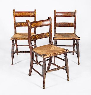 SET OF THREE FEDERAL GRAIN-PAINTED AND STENCILED FANCY CHAIRS