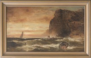 ATTRIBUTED TO GRANVILLE PERKINS (1830-1895): STORMY SEAS