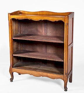 LOUIS XV STYLE PROVINCIAL FRUITWOOD BOOKCASE