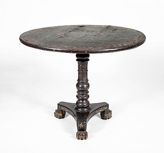 CHINESE EXPORT BLACK LACQUER AND PARCEL-GILT TILT-TOP TABLE