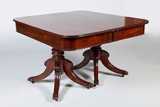 VICTORIAN MAHOGANY TWO-PEDESTAL EXTENSION DINING TABLE