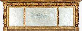 AMERICAN CLASSICAL GILTWOOD OVERMANTLE MIRROR