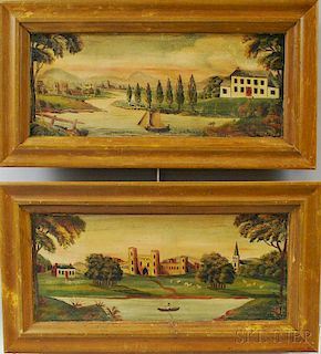 Pair of Framed Overmantel Paintings