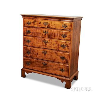 Queen Anne Tiger Maple and Pine Tall Chest