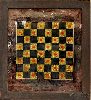 Framed Reverse-painted Glass "Tinsel" Game Board