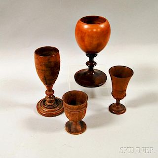 Four Turned Treen Cups
