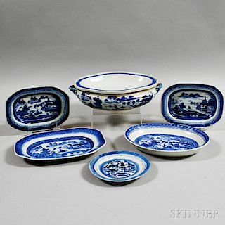 Six Pieces of Canton Porcelain
