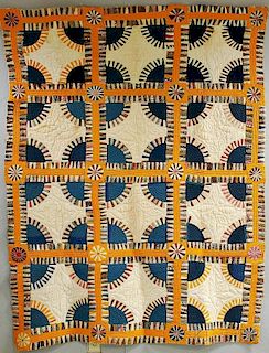 Pieced Cotton "New York Beauty" Variant Quilt