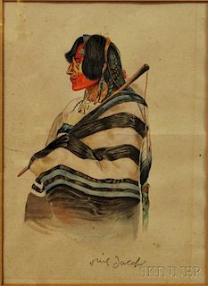 Ned Jacob (Colorado/Tennessee, b. 1938)       Portrait of a Native American.
