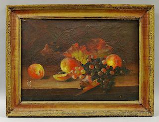 H. Willet (American, 19th Century)       Still Life with Grapes and Apples.