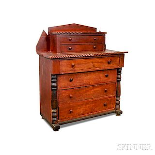 Country Red-stained Birch Chest of Drawers