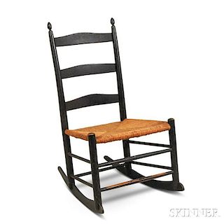 Shaker "3" Production Black-painted Armless Rocking Chair