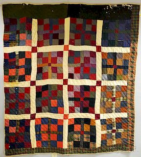 Pieced Linsey-woolsey Quilt and a "Four Patch" Quilt