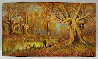 Louis Sinclair (American, 20th Century)       Wooded Autumn Landscape.