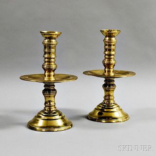 Pair of Large Continental Brass Candlesticks