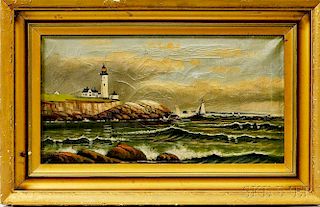 Violet Parkhurst (American, 1921-2008)       Coastal Seascape with Lighthouse