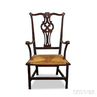 Chippendale Brown-painted Maple Armchair