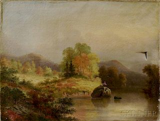 American School, 19th Century       Autumn River Landscape.