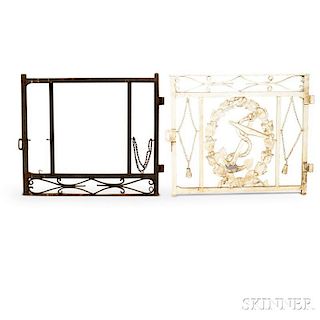 Two Painted Cast Iron Gate Sections