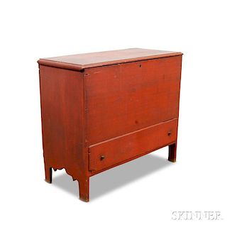 Red-painted One-drawer Blanket Chest