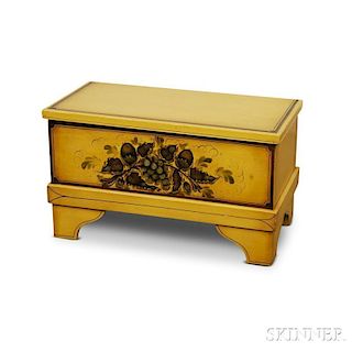 Yellow-painted and Stenciled Blanket Box