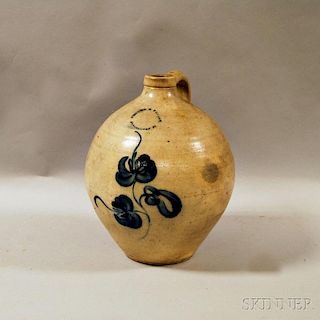 Norton & Fenton Cobalt Floral-decorated Stoneware Jug
