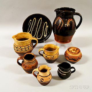 Eight Pieces of Slip-decorated English Pottery