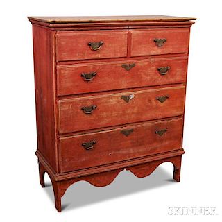 Country-style Red-painted Chest