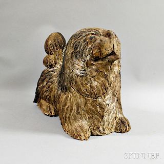 Large Carved and Painted Spaniel
