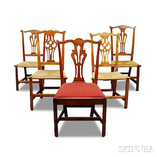 Five Chippendale Maple Side Chairs