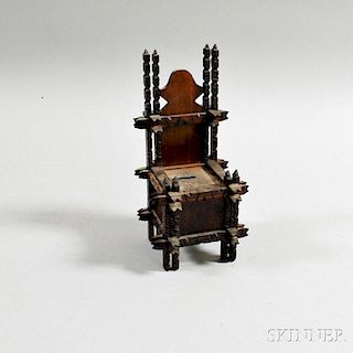 Tramp Art Chair-form Penny Bank
