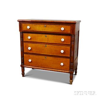 Federal Cherry and Tiger Maple Chest of Drawers