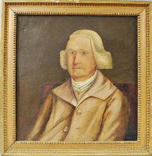 Anglo/American School, 18th Century       Portrait of a Man with Powdered Wig.