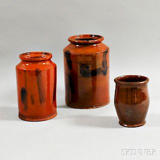 Three Redware Pottery Vessels