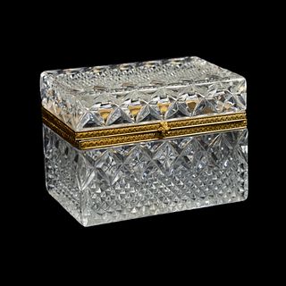 French Cut Crystal Hinged Trinket Box 