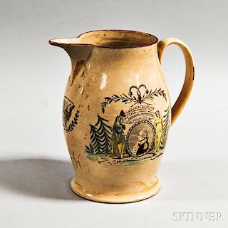 Liverpool Polychrome and Gilt Transfer-decorated Pottery Jug