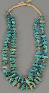 Indian double turquoise bead necklace. 
lg. 29 in.