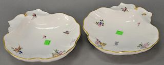 Pair of Sevres porcelain shell shaped bowls.