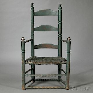 Green-painted Slat-back Armchair