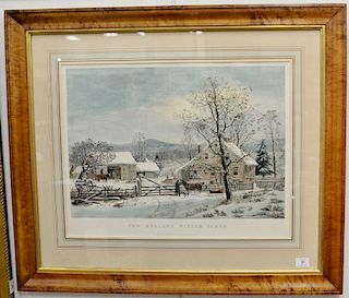 Currier & Ives 
New England Winter Scene 
hand colored lithograph 
painted by Geo Durrie Lith. Currier & Ives, N.Y. 
Wesley Allen Fr...