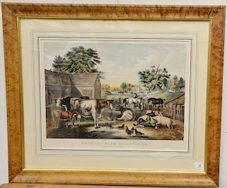 Currier & Ives 
American Farm Yard Evening 
hand colored lithograph 
after Frances Flora "Fanny" Palmer 
marked bottom center: New Y...