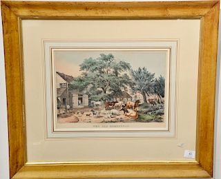 Nathaniel Currier (1813-1888) 
The Old Homestead 
colored lithograph 
marked lower left: N. Currier Lith. 
marked lower right: F. Pa...