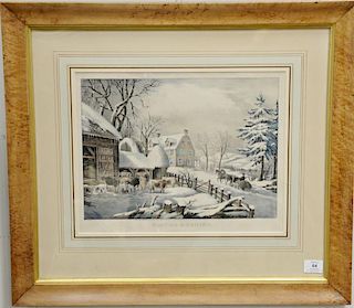 Nathaniel Currier & James Ives 
Winter Morning 
hand colored lithograph 
marked in plate lower left: Palmer Del 
marked in plate low...