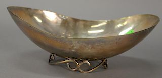 Alfredo Sciarrotta (1907-1985) for Black Starr and Gorham, hand made sterling silver oval dish on scroll feet. 
lg. 11 1/4 in.; 17.9...