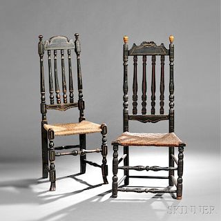 Two Painted Banister-back Side Chairs