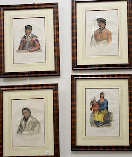 Thomas McKenny and James Hall 
Set of four hand colored lithograph 
The History of Indian Tribes of North America 
(1) A-Chippeway-W...