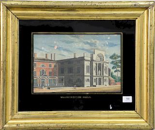 Attributed to William Strickland (1788-1854) 
Washington Hall 
watercolor on paper 
unsigned 
Christie's label on verso 
10" x 14 1/...