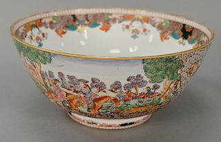 Large Chinese export bowl, hand painted with English fox hunt scene. 
ht. 6 3/4 in.; dia. 14 1/4 in.
