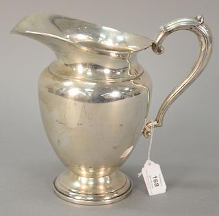 Whiting sterling silver pitcher with scroll handle, monogrammed, marked Frank Whiting. 
ht. 9 1/4 in.; 18.7 t oz.