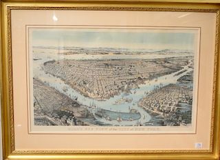 Birds Eye View of the City of New York 
hand colored lithograph 
marked lower right: Published by Chas. Magnus, 12 Frankfort St. N. ...